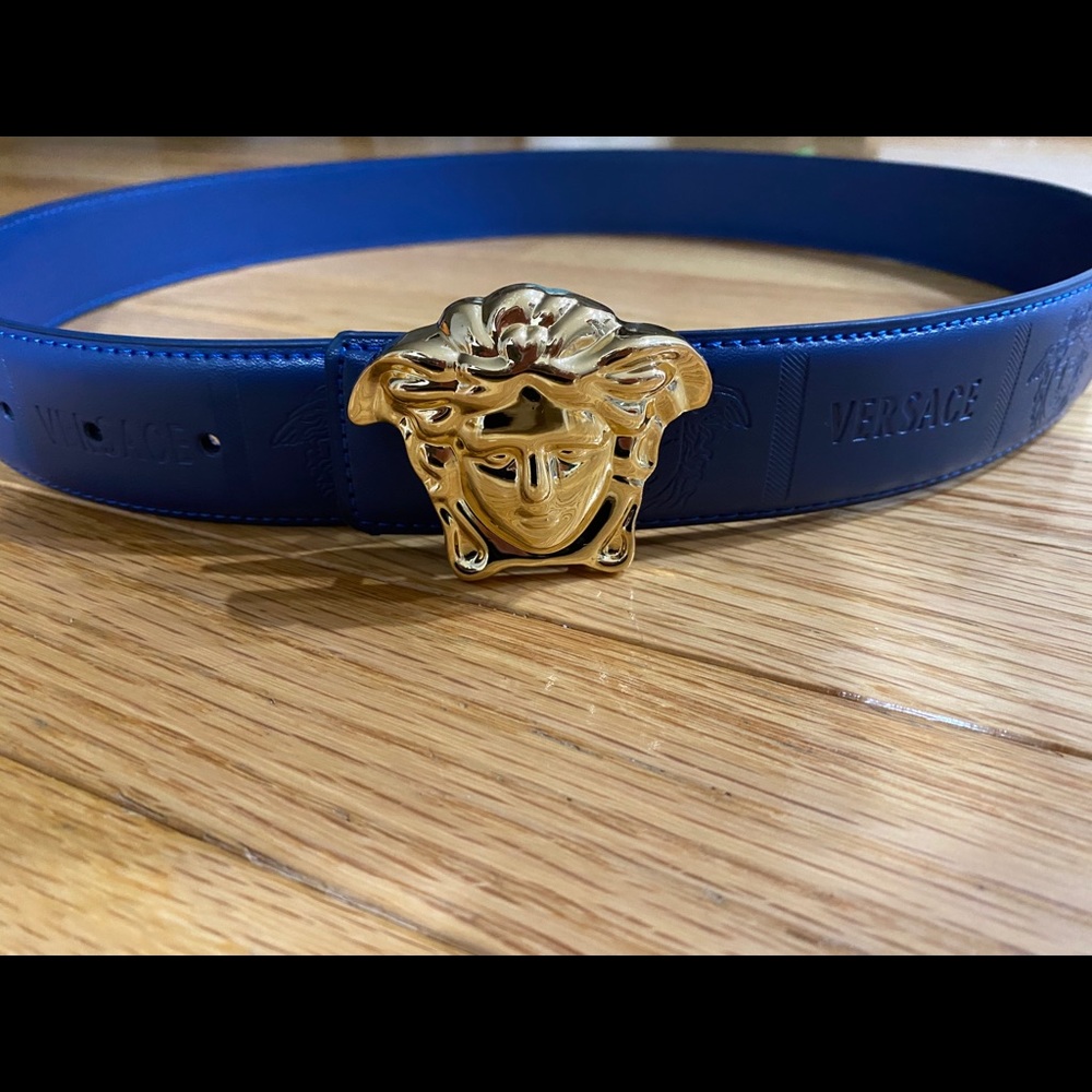 Versace Palazzo Blue Belt(Size 105cm 36-42 inches)